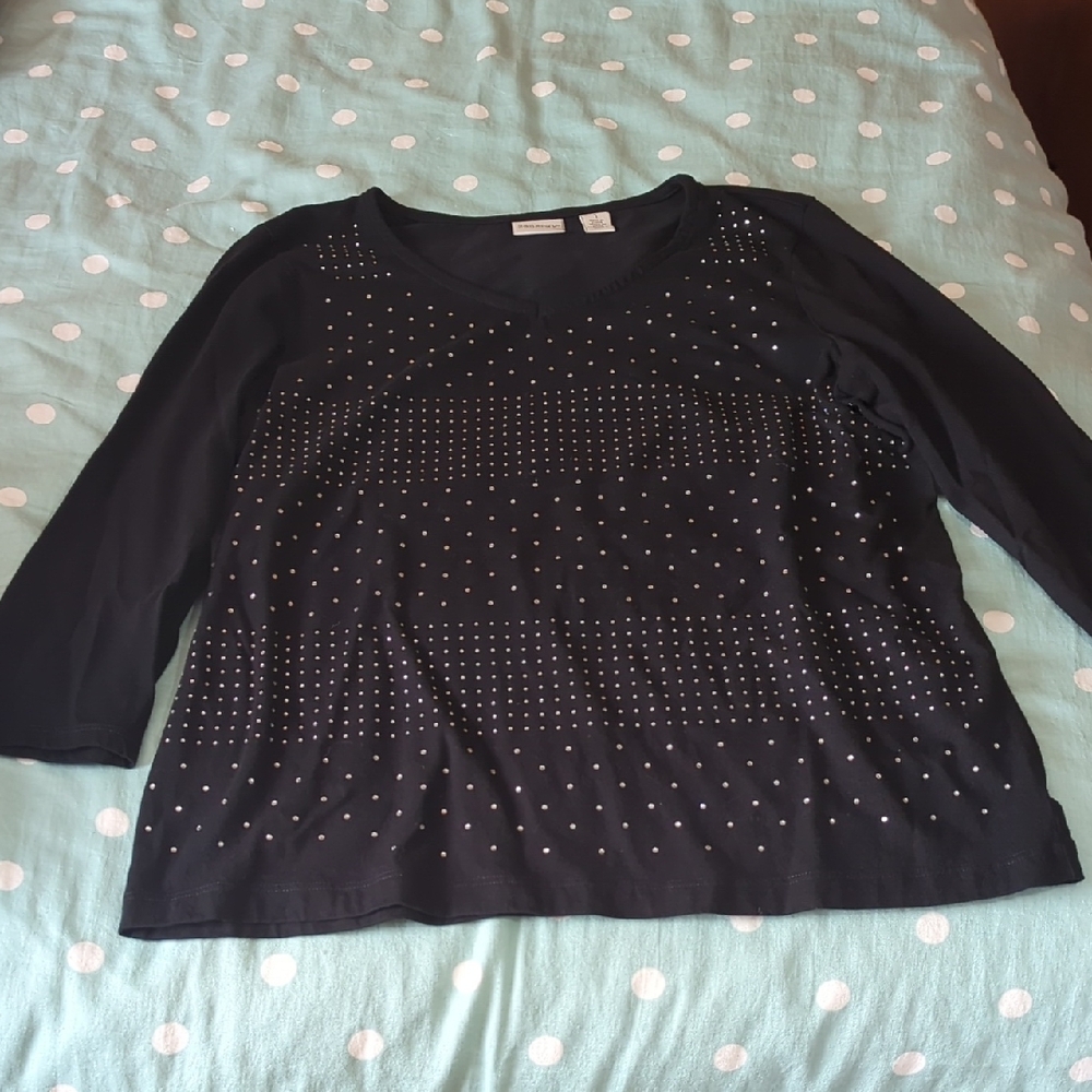 Chic Black Studded Women's Blouse